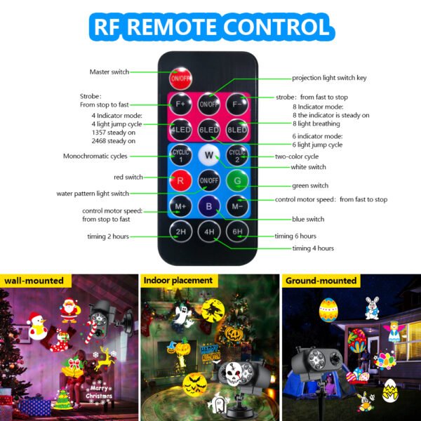 Christmas lights Christmas projection lights with remote control and timing function Room Garden Living room Christmas, Halloween decoration