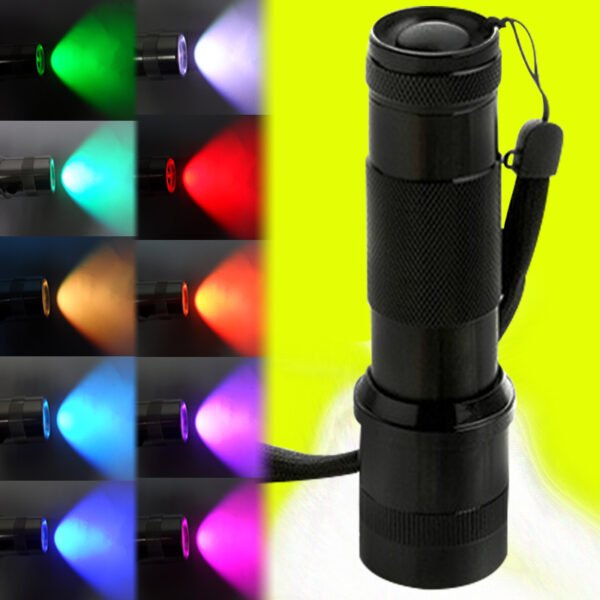 10-colors strobe changeable color flashlight