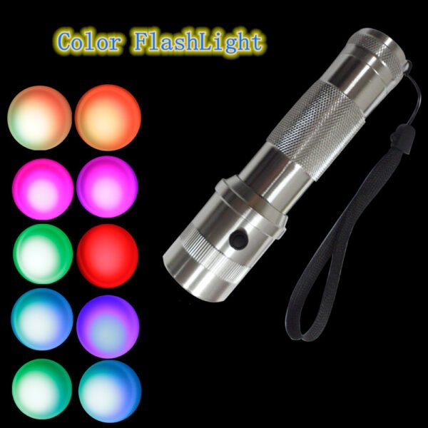 10-colors strobe changeable color flashlight