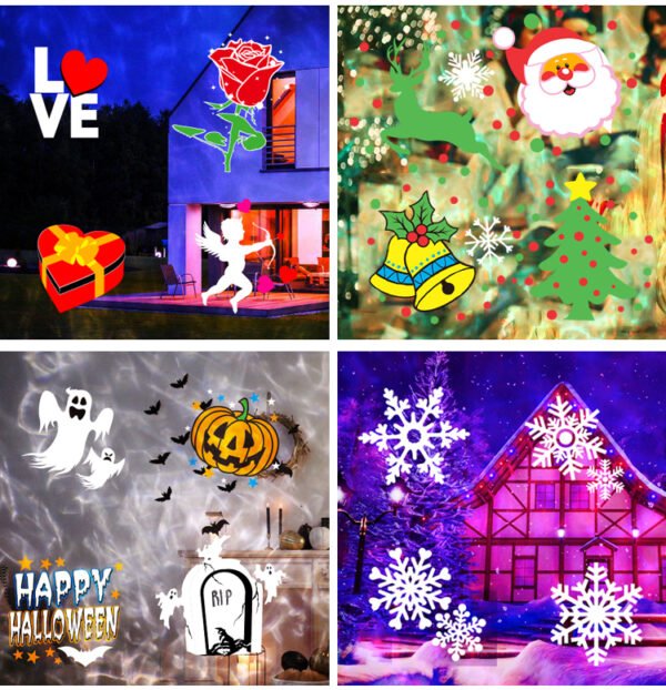 Holiday Projector Lamp with Remote Control and Timing Function, Indoor and Outdoor Christmas, Halloween, Valentine's Day Home Decoration Projector Lamp